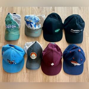 Lot of 8 hats Broncos Rapids, Hanalei Hornitos Denver, Peloton, Straumann Pistil